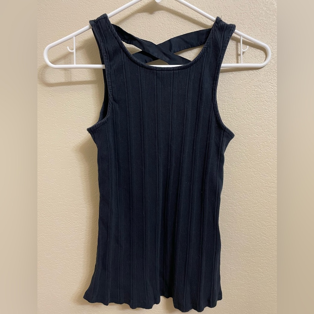 Anthropologie Black Ribbed Tank Top